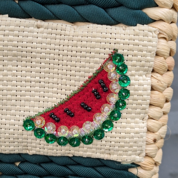 Vintage Beaded Straw Fruits Bag - Picture 9 of 12